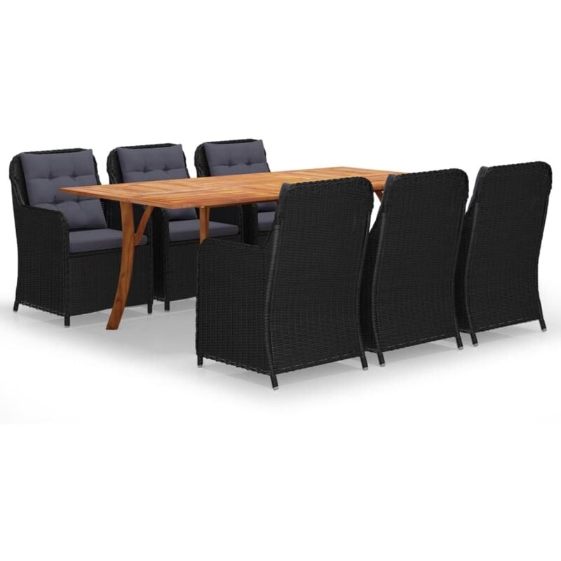 

Juego de comedor para jardín de 7 piezas negro - Negro - Vidaxl