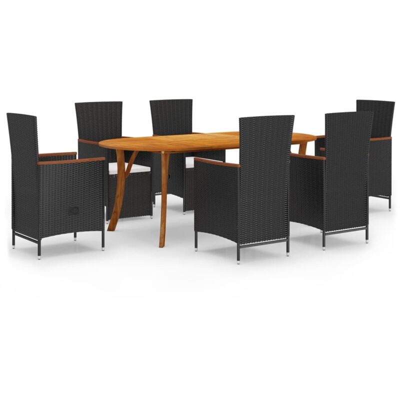 

Vidaxl - Juego de comedor para jardín de 7 piezas negro - Negro