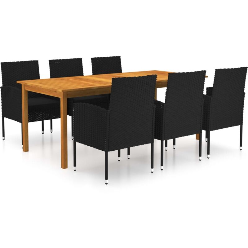 

Juego de comedor para jardín de 7 piezas negro - Negro - Vidaxl