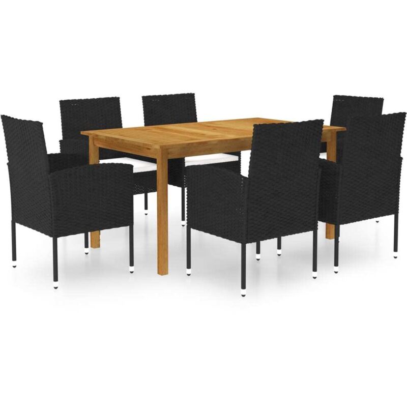 

Juego de comedor para jardín de 7 piezas negro - Negro - Vidaxl