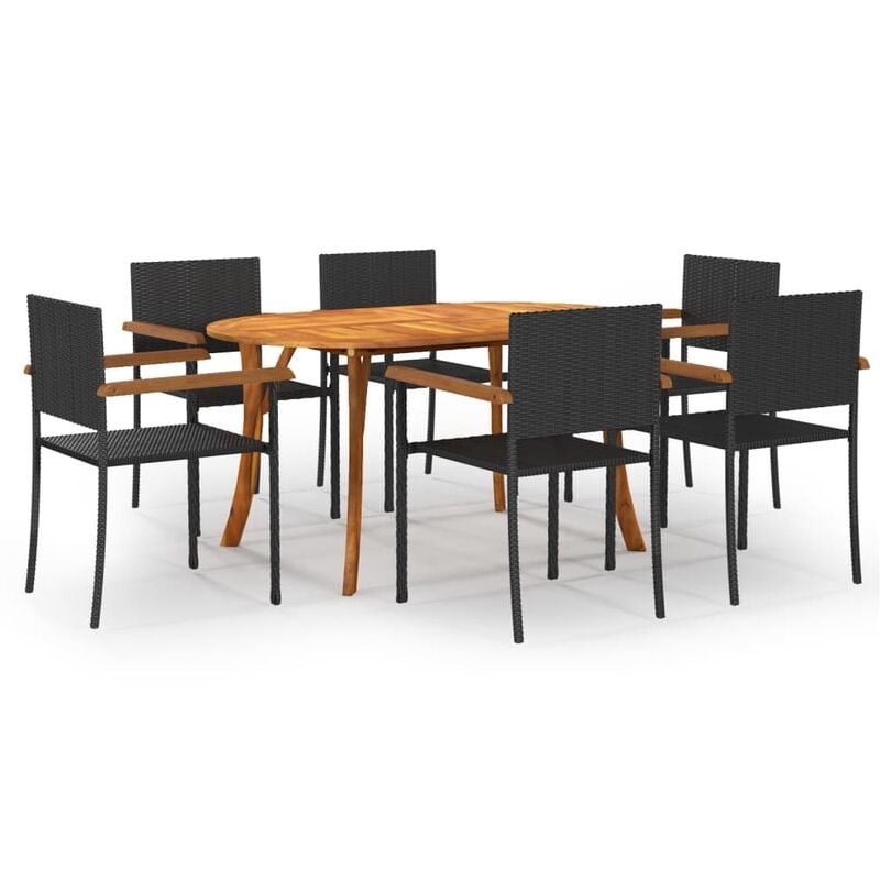 

Juego de comedor para jardín de 7 piezas negro - Negro - Vidaxl