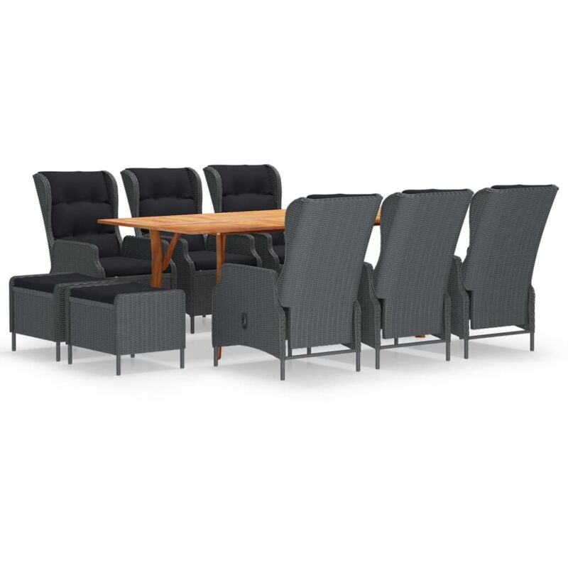 

Juego de comedor para jardín de 9 piezas gris oscuro - Gris - Vidaxl