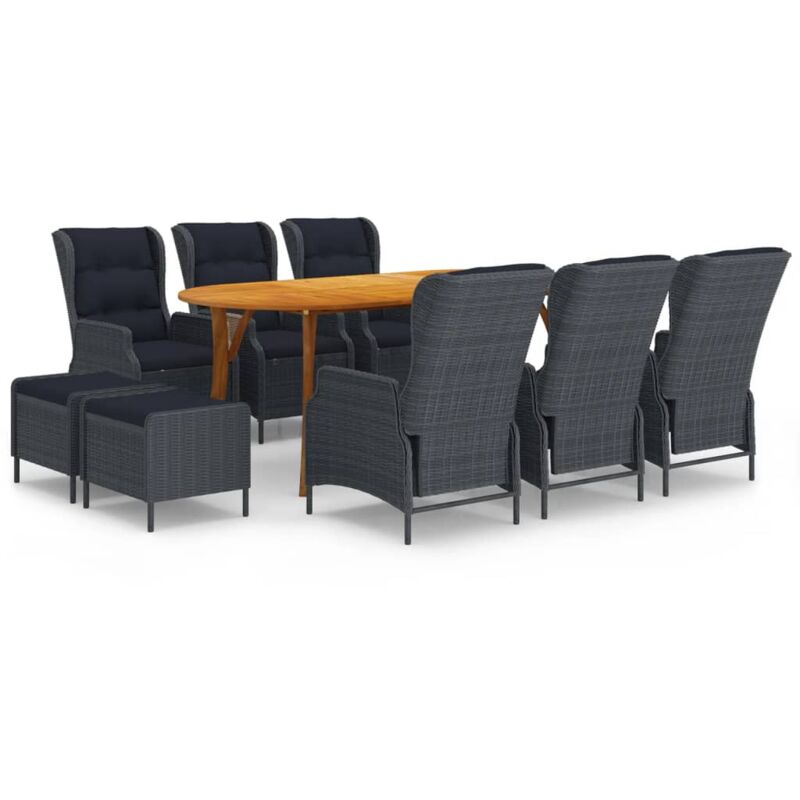 

Juego de comedor para jardín de 9 piezas gris oscuro - Gris - Vidaxl