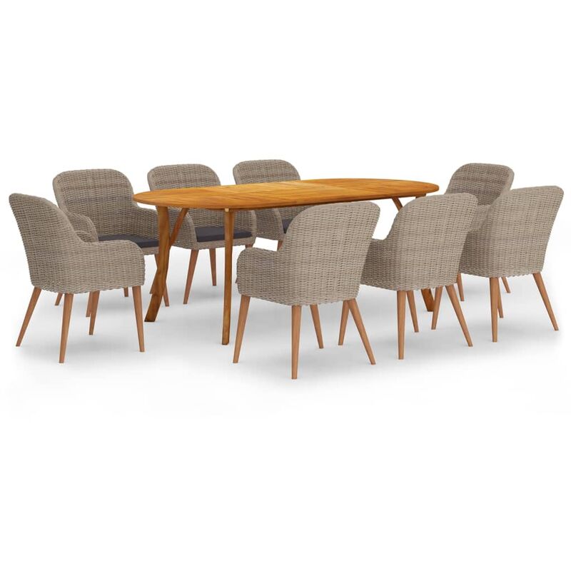 

Juego de comedor para jardín de 9 piezas marrón - Marrón - Vidaxl