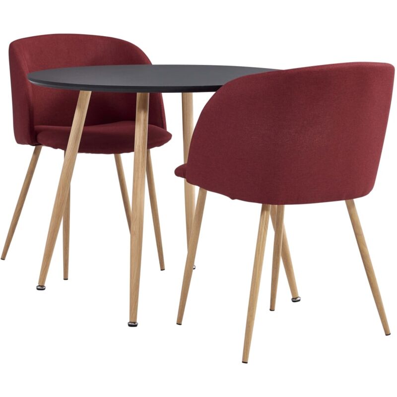 

Vidaxl - Juego de Comedor Tela 3 Piezas Vino Tinto - Rojo