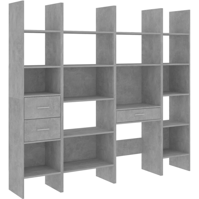 

vidaXL Juego de estanterías 4 piezas aglomerado gris hormigón - Gris