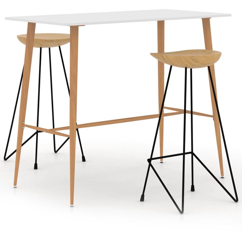 

Vidaxl - Juego de Mesa Alta y Taburetes de Bar 3 Piezas Blanco - Blanco