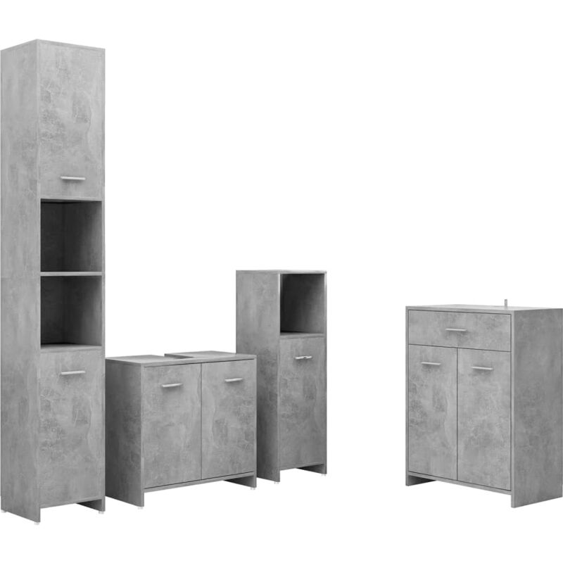

Juego de mueble de baño 4 piezas hormigón gris - Gris - Vidaxl