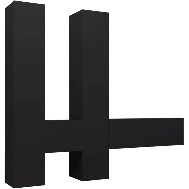 

Juego de mueble para TV 6 piezas aglomerado negro - Negro - Vidaxl
