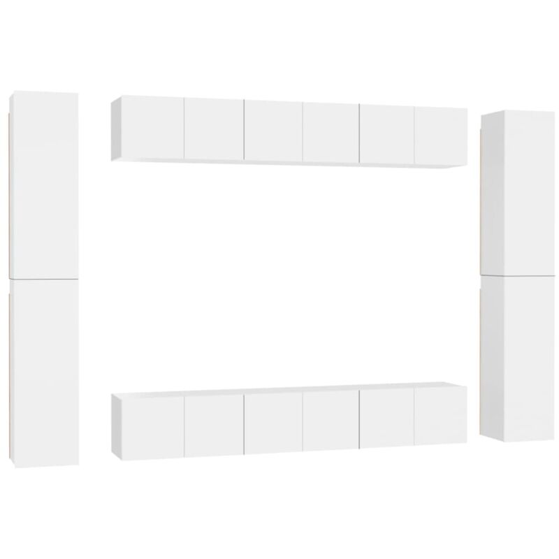 

Juego de mueble para TV de 10 piezas aglomerado blanco - Blanco - Vidaxl