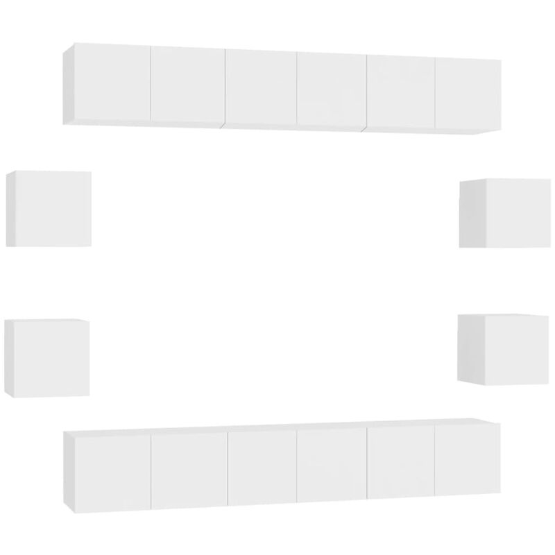 

Juego de mueble para TV de 10 piezas aglomerado blanco - Blanco - Vidaxl