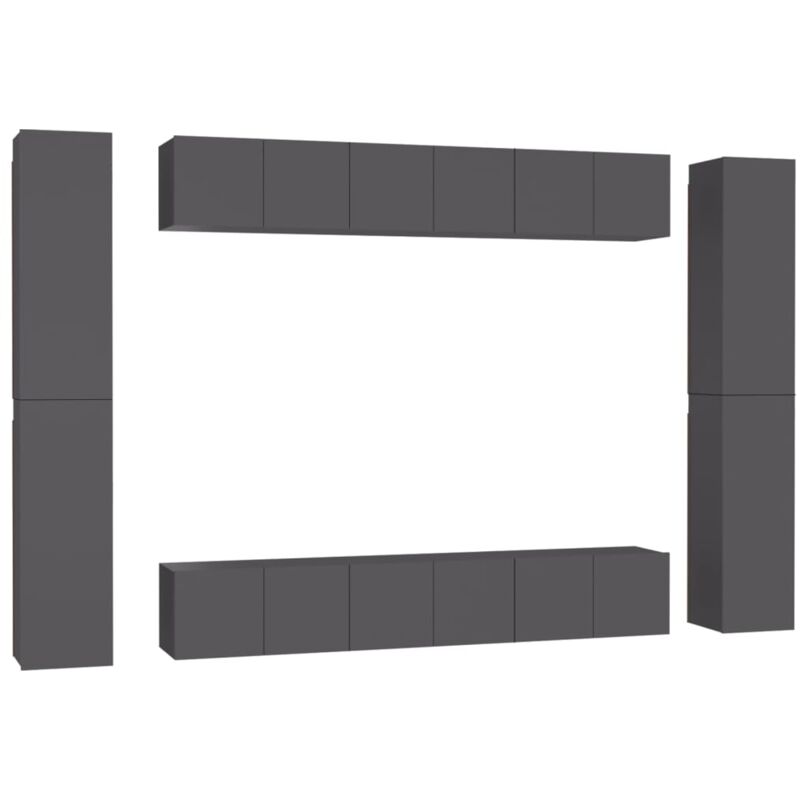 

Juego de mueble para TV de 10 piezas aglomerado gris - Gris - Vidaxl