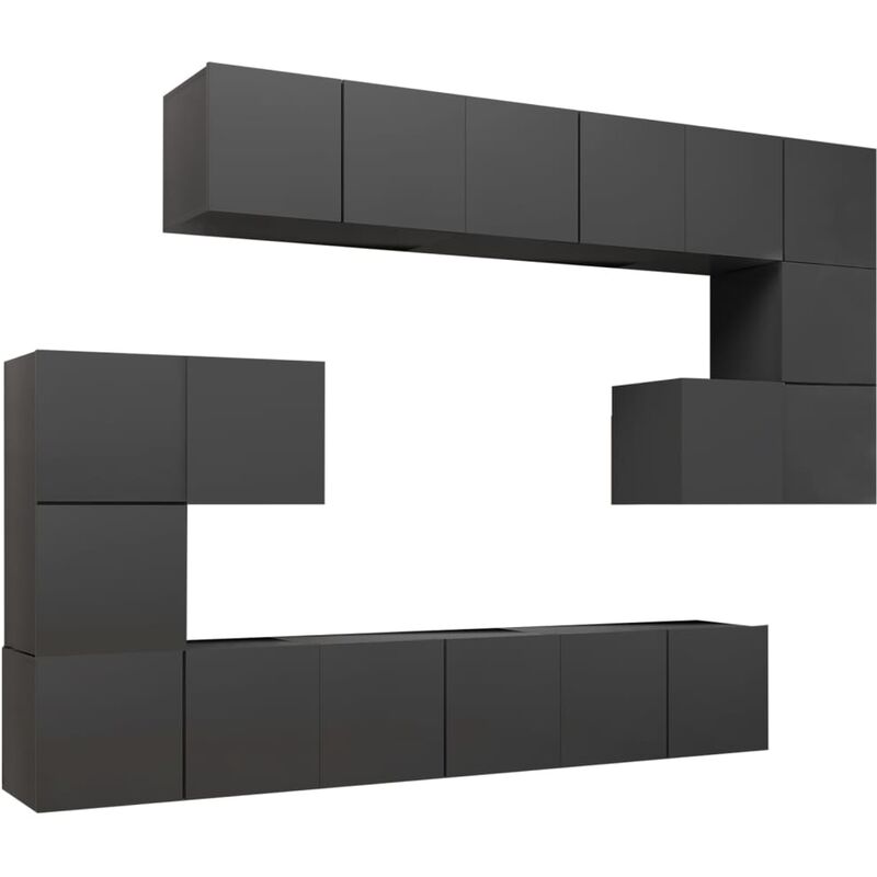 

Juego de mueble para TV de 10 piezas aglomerado gris - Gris - Vidaxl