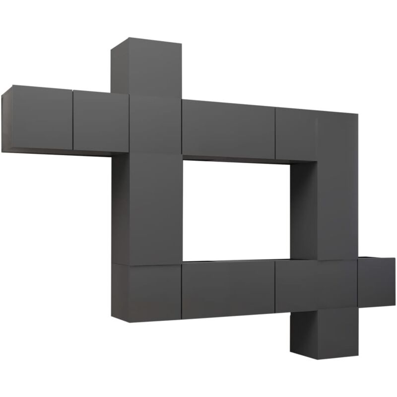 

Juego de mueble para TV de 10 piezas aglomerado gris - Gris - Vidaxl