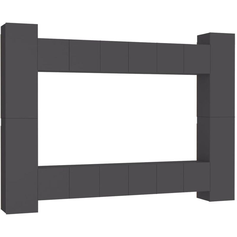 

Juego de mueble para TV de 10 piezas aglomerado gris - Gris - Vidaxl