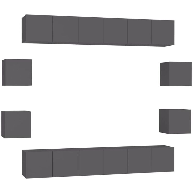 

Juego de mueble para TV de 10 piezas aglomerado gris - Gris - Vidaxl