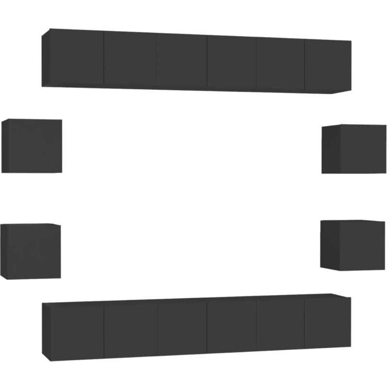 

Juego de mueble para TV de 10 piezas aglomerado negro - Negro - Vidaxl