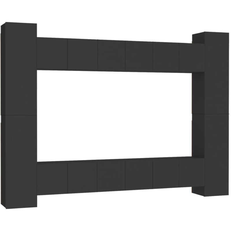 

Juego de mueble para TV de 10 piezas aglomerado negro - Negro - Vidaxl