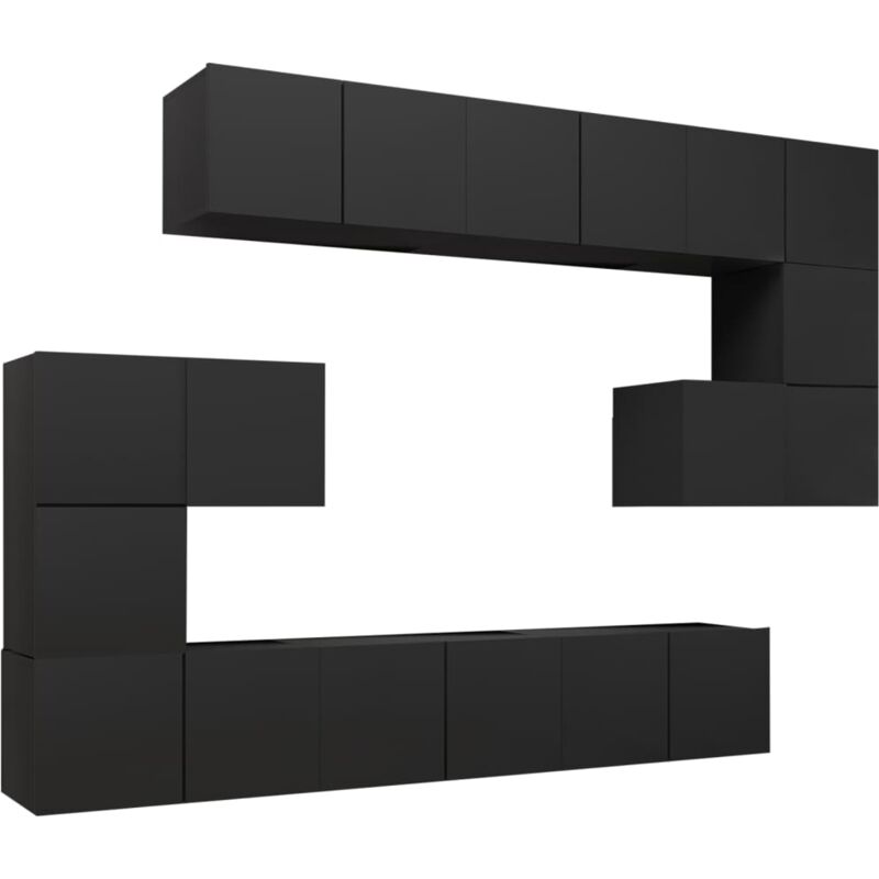 

Juego de mueble para TV de 10 piezas aglomerado negro - Negro - Vidaxl