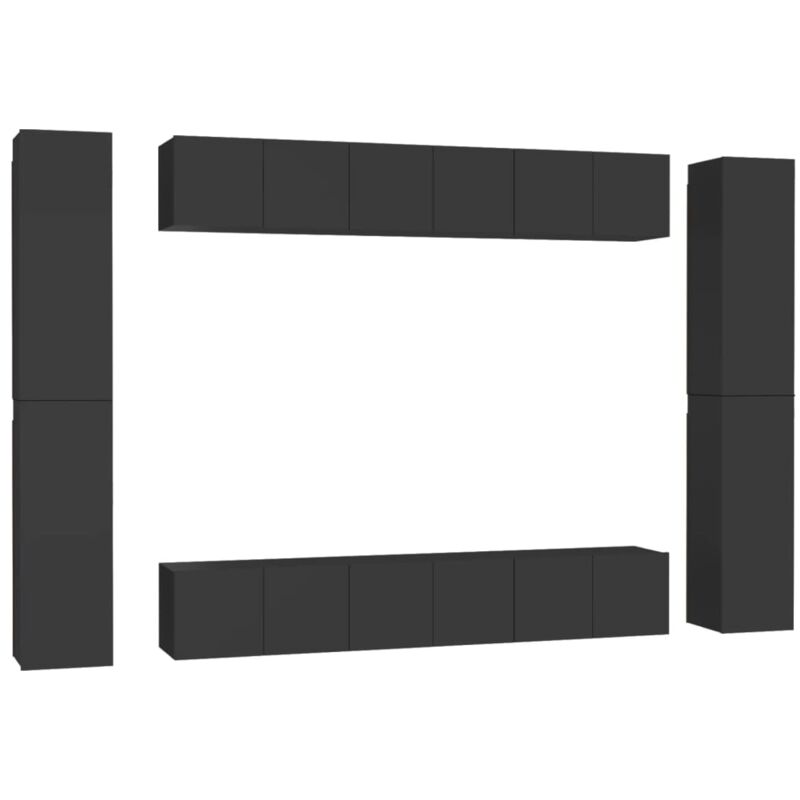 

Juego de mueble para TV de 10 piezas aglomerado negro - Negro - Vidaxl