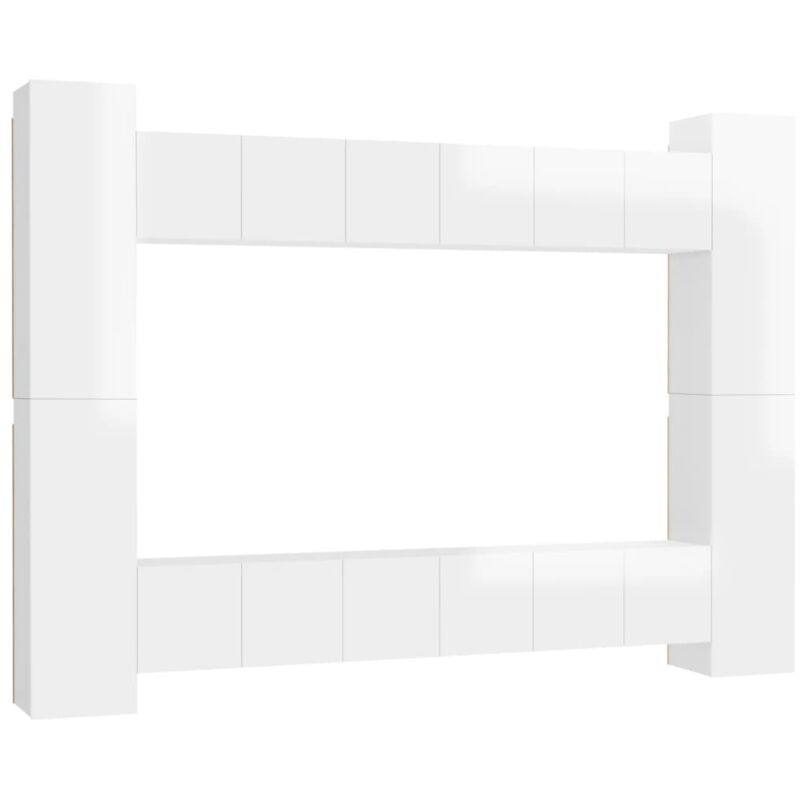 

Juego de mueble para TV de 10 pzas aglomerado blanco brillante - Blanco - Vidaxl