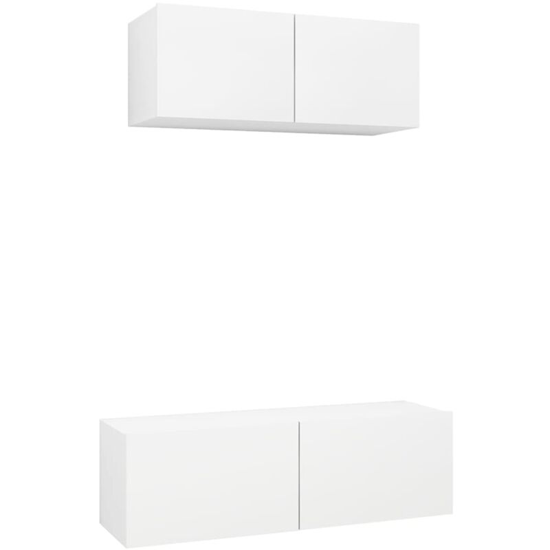 

Juego de mueble para TV de 2 piezas aglomerado blanco - Blanco - Vidaxl