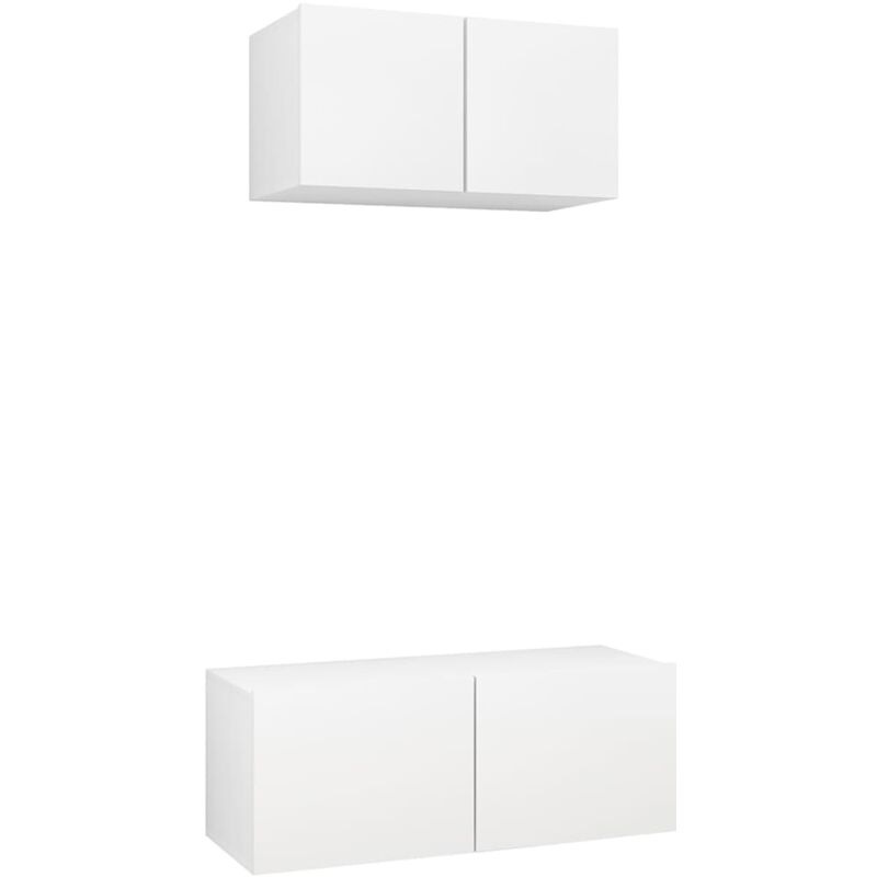 

vidaXL Juego de mueble para TV de 2 piezas aglomerado blanco - Blanco