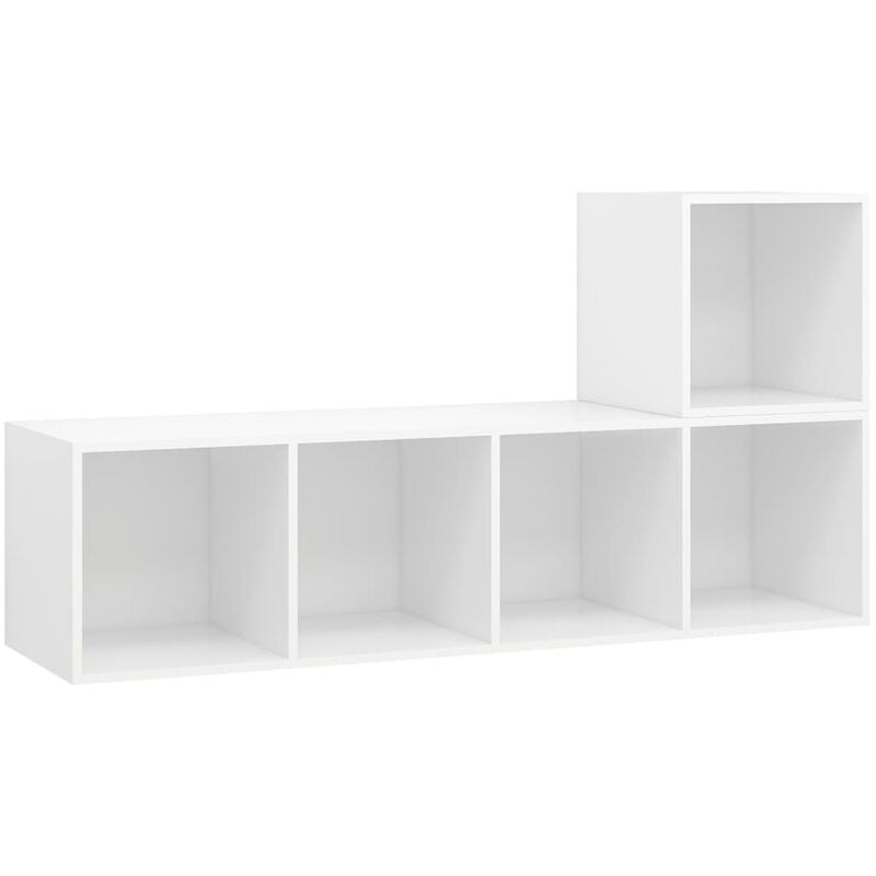 

vidaXL Juego de mueble para TV de 2 piezas aglomerado blanco brillante - Blanco