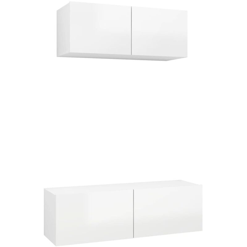 

Vidaxl - Juego de mueble para TV de 2 piezas aglomerado blanco brillante - Blanco