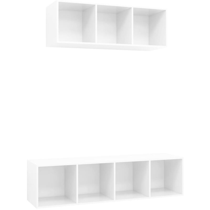 

Juego de mueble para TV de 2 piezas aglomerado blanco brillante - Blanco - Vidaxl