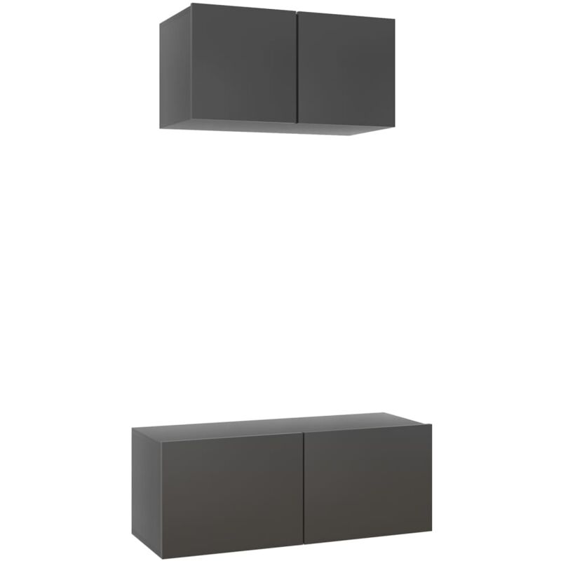 

Vidaxl - Juego de mueble para TV de 2 piezas aglomerado gris - Gris