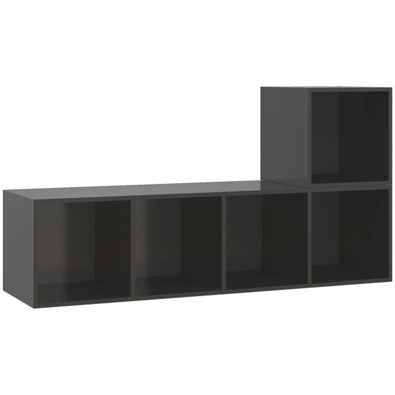 

Vidaxl - Juego de mueble para TV de 2 piezas aglomerado gris brillante - Gris