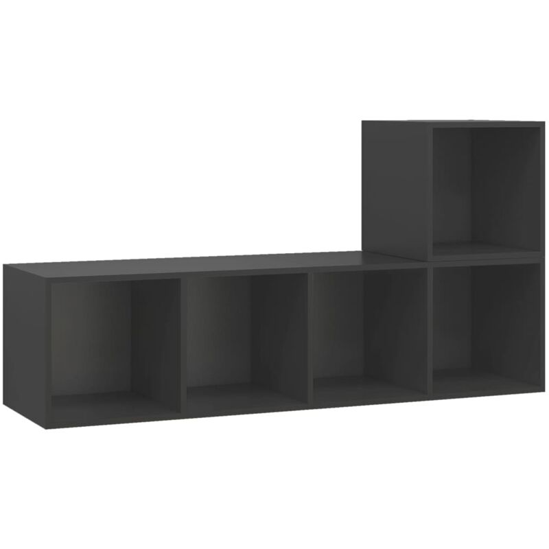 

vidaXL Juego de mueble para TV de 2 piezas aglomerado gris - Gris
