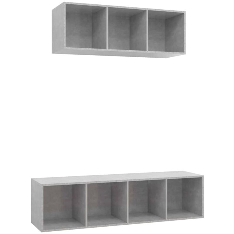 

Juego de mueble para TV de 2 piezas aglomerado gris hormigón - Gris - Vidaxl