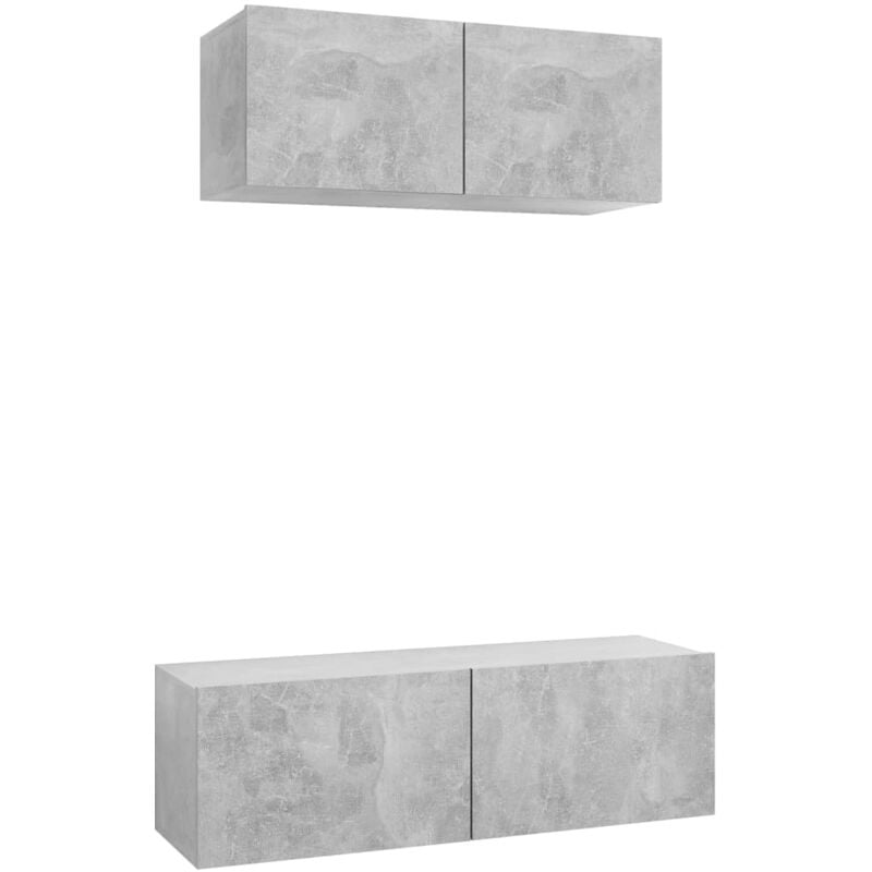 

vidaXL Juego de mueble para TV de 2 piezas aglomerado gris hormigón - Gris