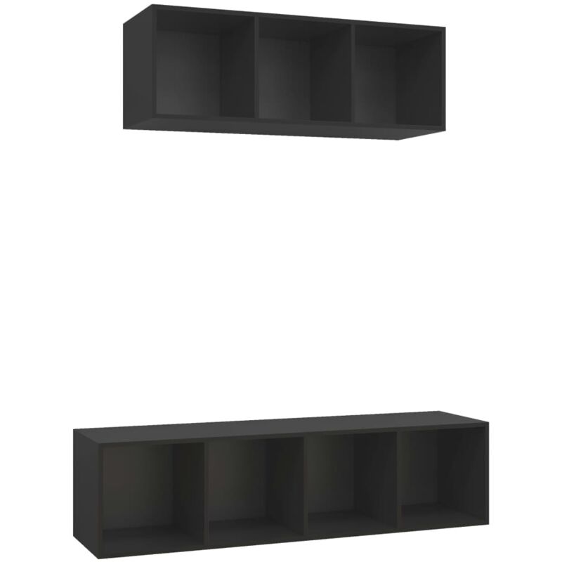 

Juego de mueble para TV de 2 piezas aglomerado negro - Negro - Vidaxl