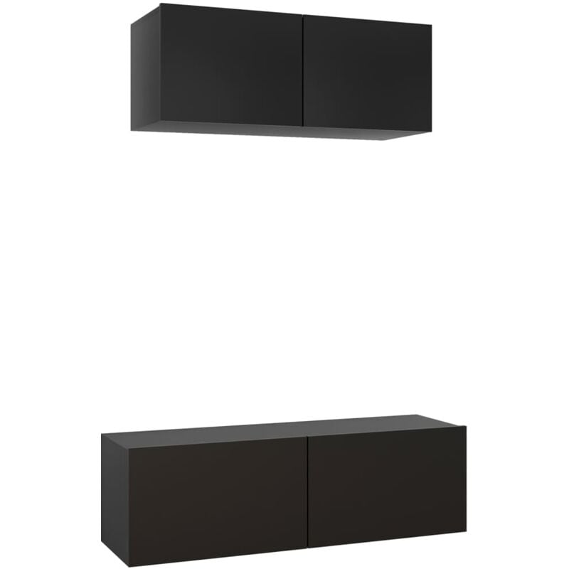 

Juego de mueble para TV de 2 piezas aglomerado negro - Negro - Vidaxl