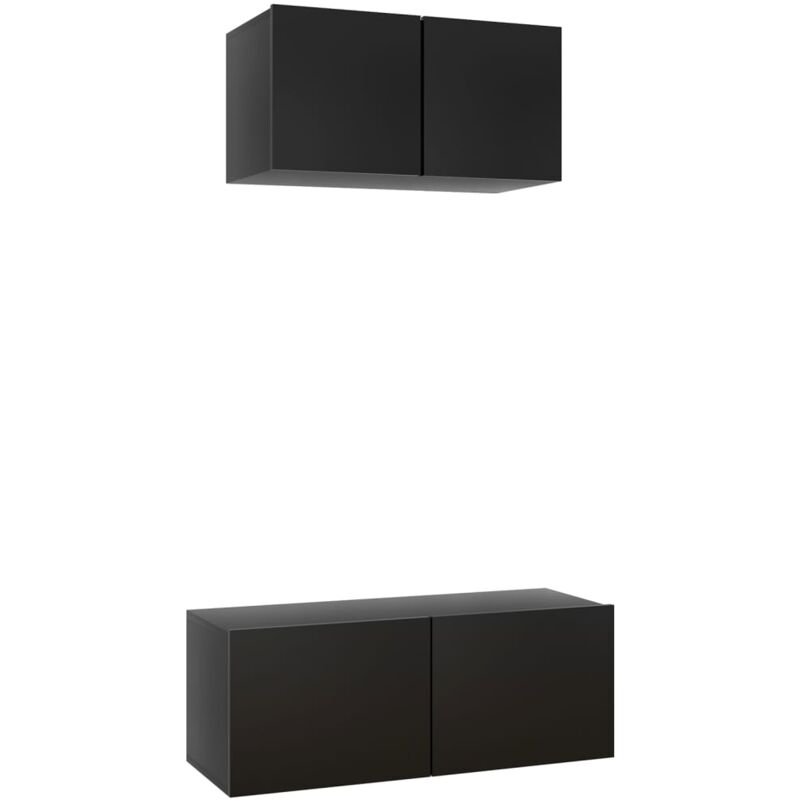 

vidaXL Juego de mueble para TV de 2 piezas aglomerado negro - Negro