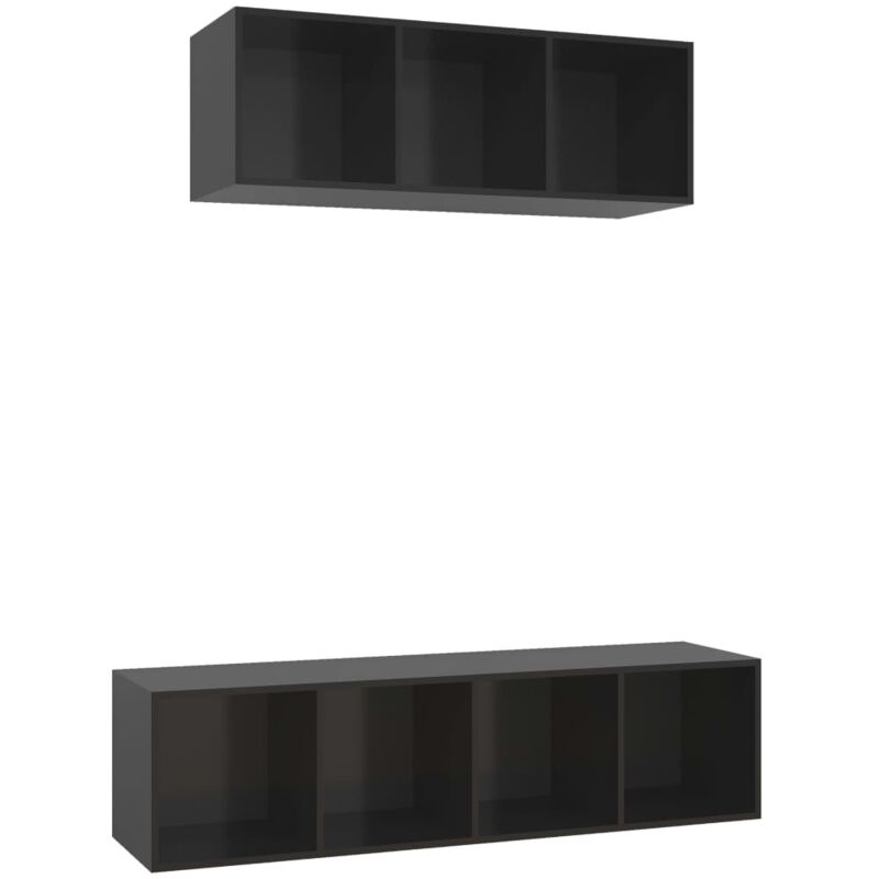 

Juego de mueble para TV de 2 piezas aglomerado negro brillante - Negro - Vidaxl