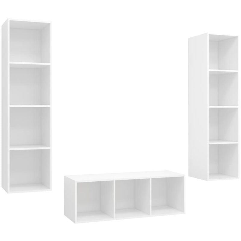 

Juego de mueble para TV de 3 piezas aglomerado blanco - Blanco - Vidaxl