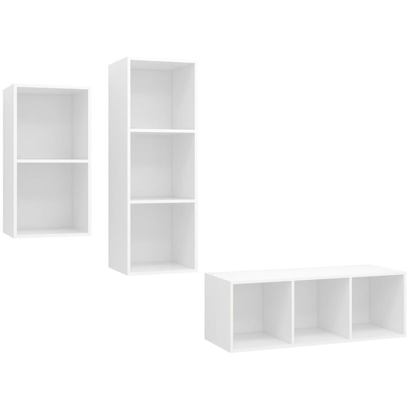 

Juego de mueble para TV de 3 piezas aglomerado blanco - Blanco - Vidaxl