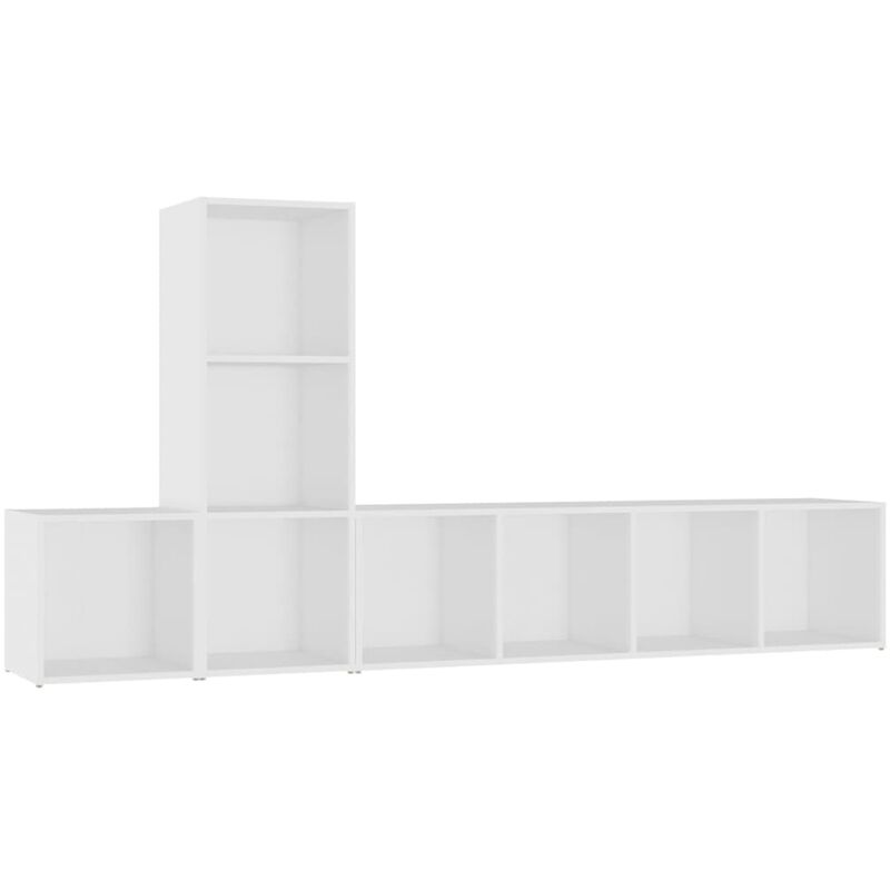

Juego de mueble para TV de 3 piezas aglomerado blanco - Blanco - Vidaxl