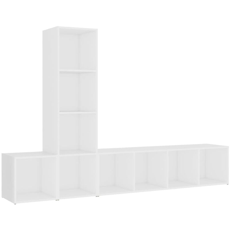 

Juego de mueble para TV de 3 piezas aglomerado blanco - Blanco - Vidaxl