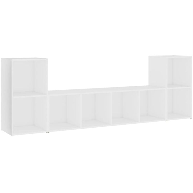 

Juego de mueble para TV de 3 piezas aglomerado blanco - Blanco - Vidaxl