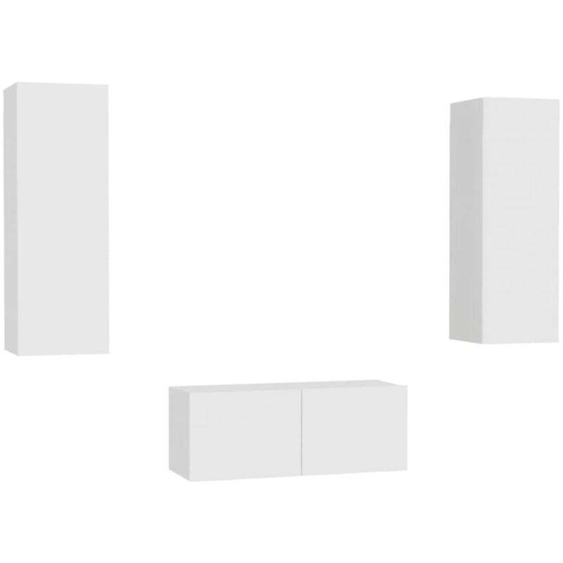 

Juego de mueble para TV de 3 piezas aglomerado blanco - Blanco - Vidaxl