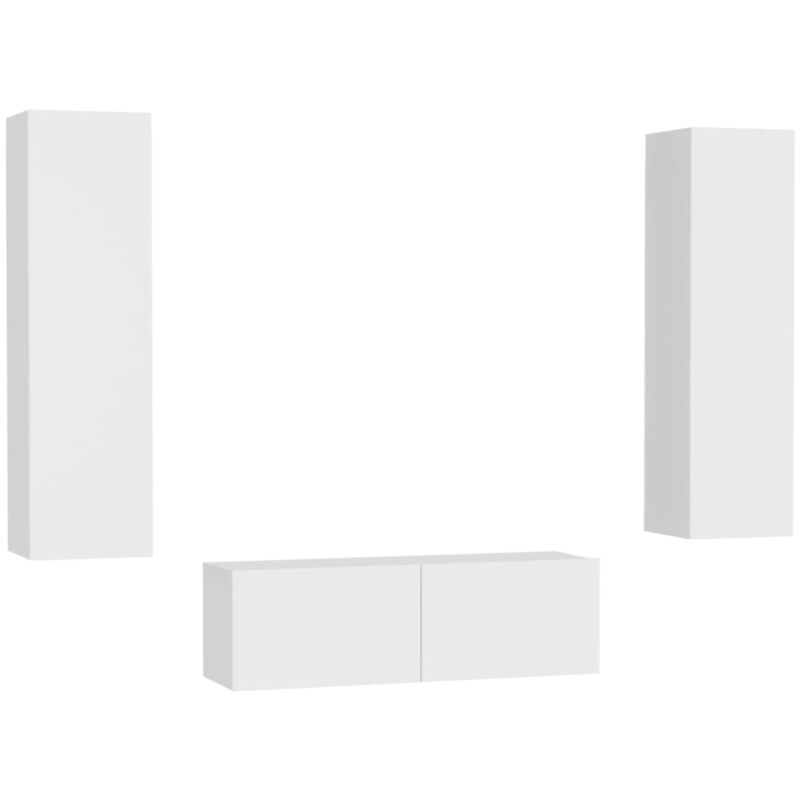 

Juego de mueble para TV de 3 piezas aglomerado blanco - Blanco - Vidaxl