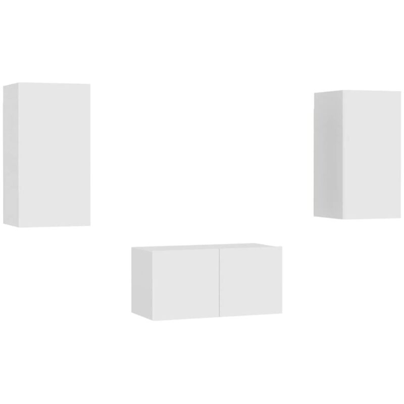 

Vidaxl - Juego de mueble para TV de 3 piezas aglomerado blanco - Blanco