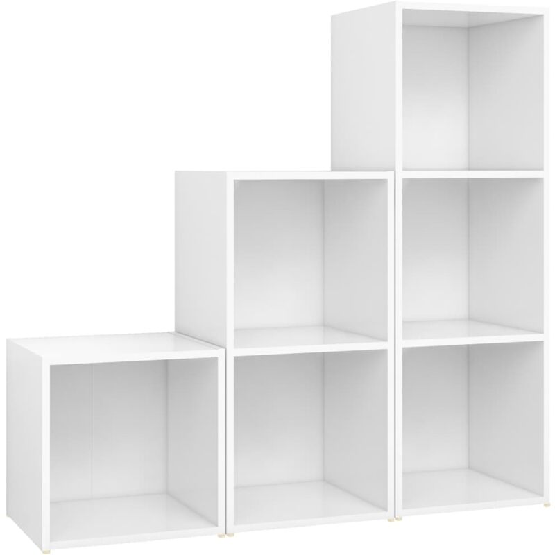 

vidaXL Juego de mueble para TV de 3 piezas aglomerado blanco - Blanco