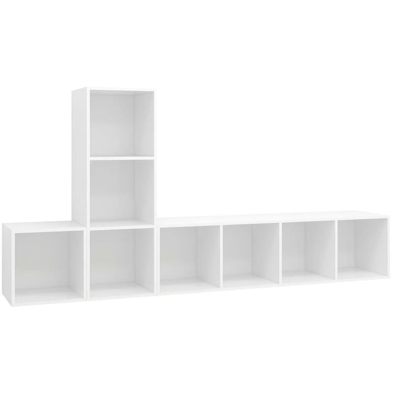 

Juego de mueble para TV de 3 piezas aglomerado blanco brillante - Blanco - Vidaxl