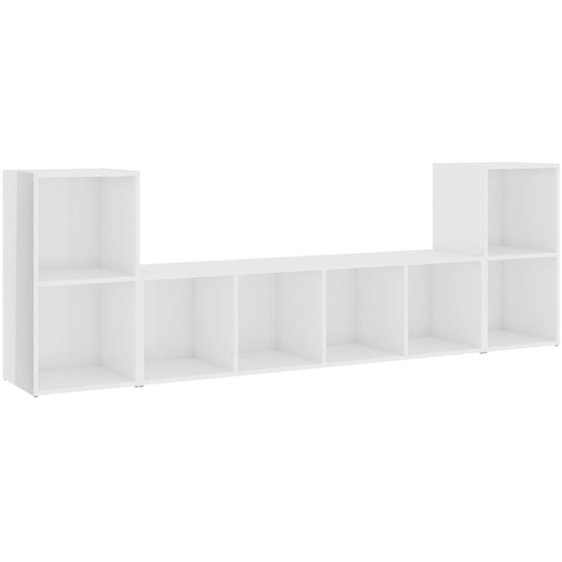 

Juego de mueble para TV de 3 piezas aglomerado blanco brillante - Blanco - Vidaxl